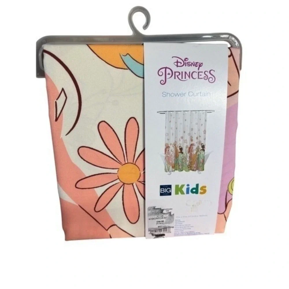 Disney Princess Bathroom Set: Shower Curtain Soap Dispenser & Bath Mat Pink NEW
